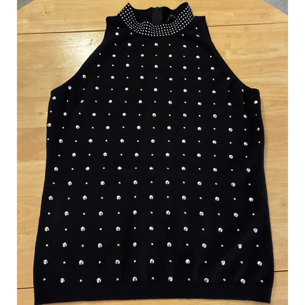 White House Black Market Black Sleeveless Silver Buttons M